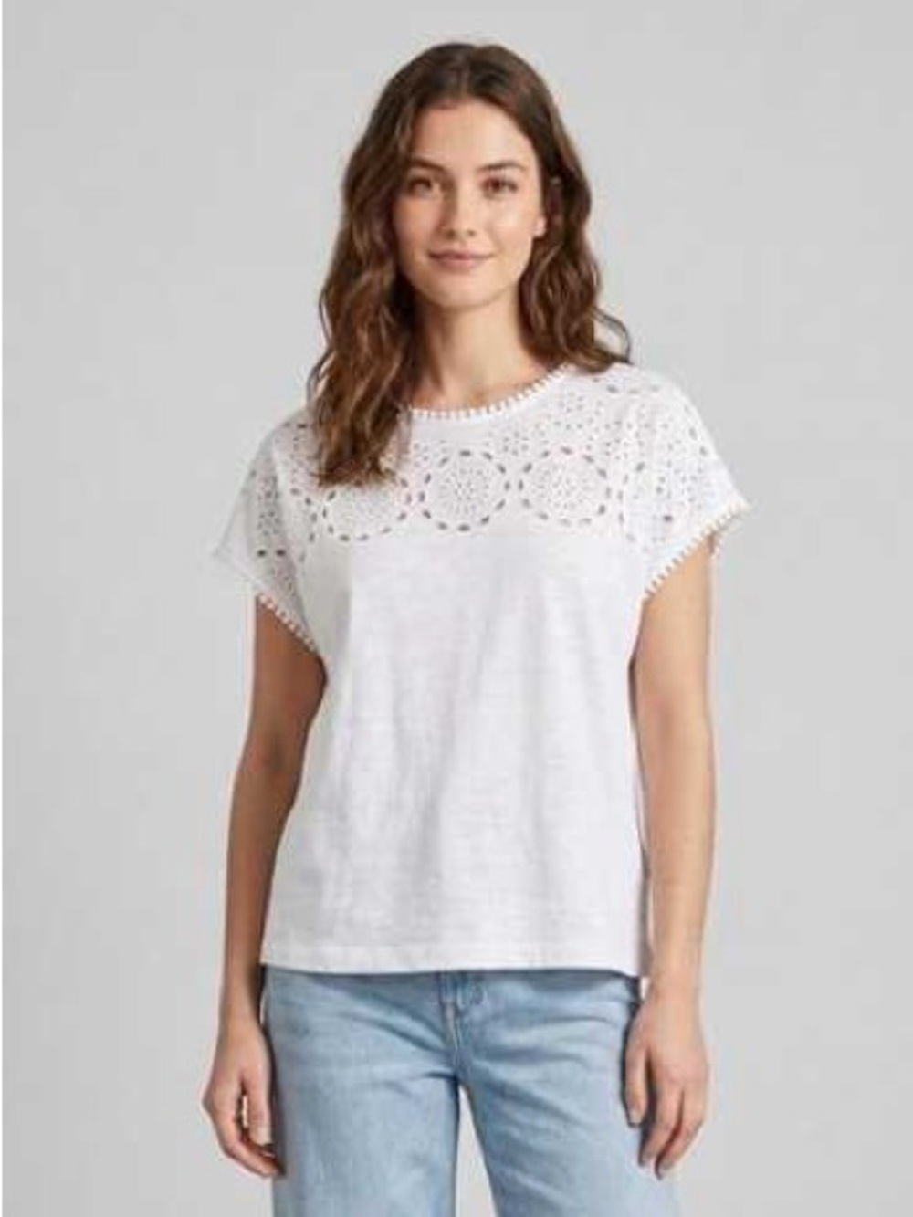 Boden Broderie White Short Sleeve Top